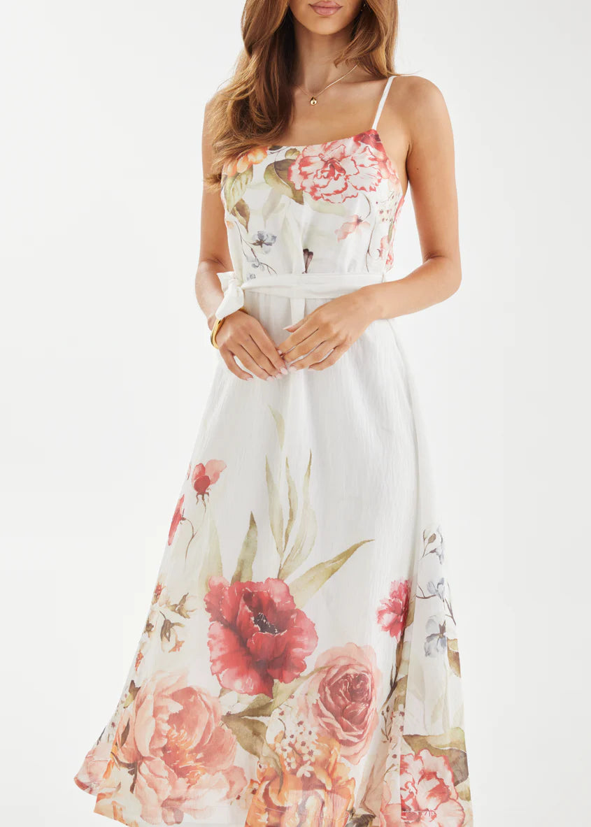 Andrea Midi Dress - White Garden
