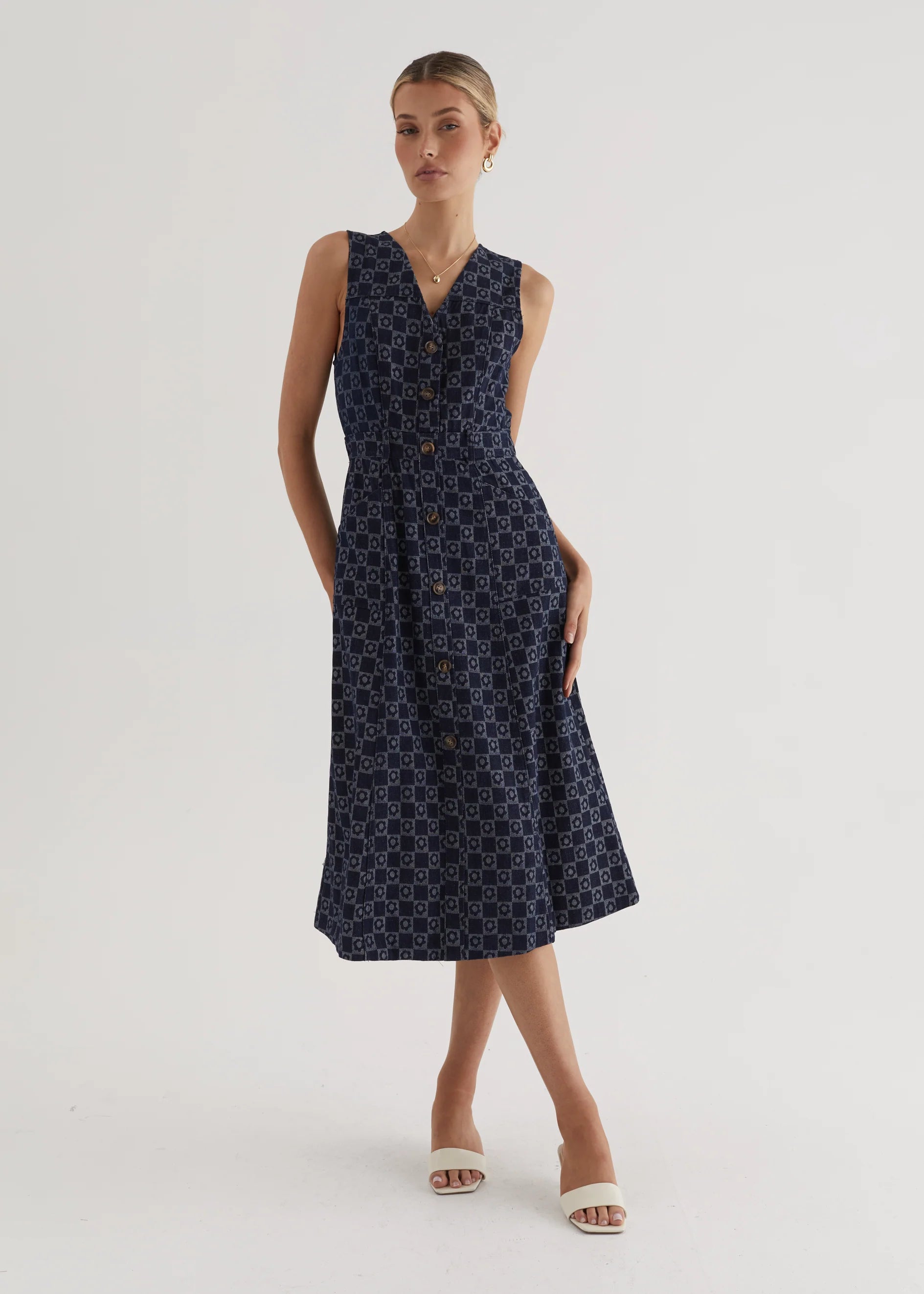 Hazel Midi Dress - Indigo