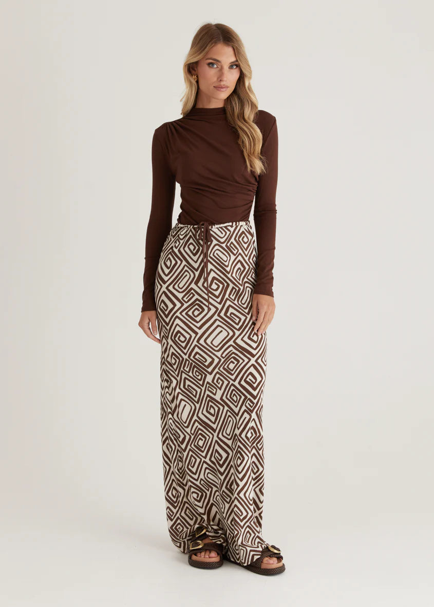 Lella Maxi Skirt - Choc Cairo