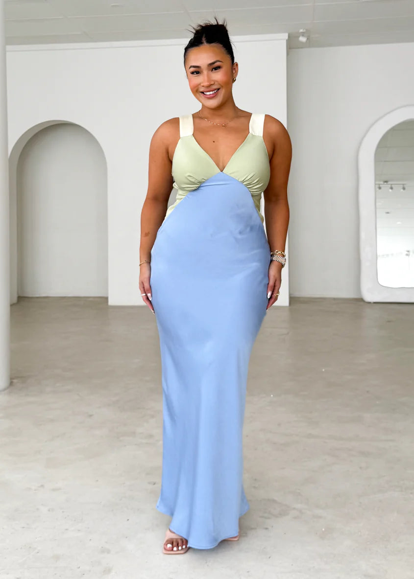 Taleena Maxi Dress - Blue Splice