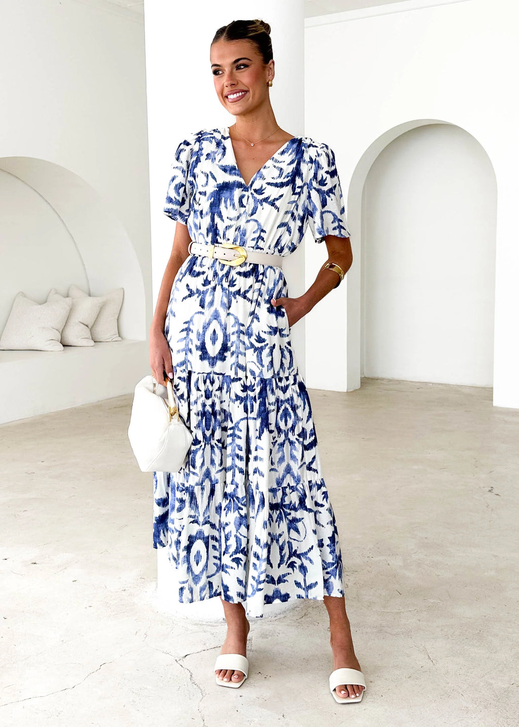 Valley Midi Dress - Blue Abstract