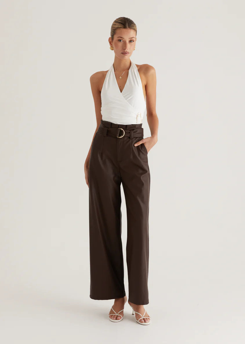 Mariah PU Pants - Espresso