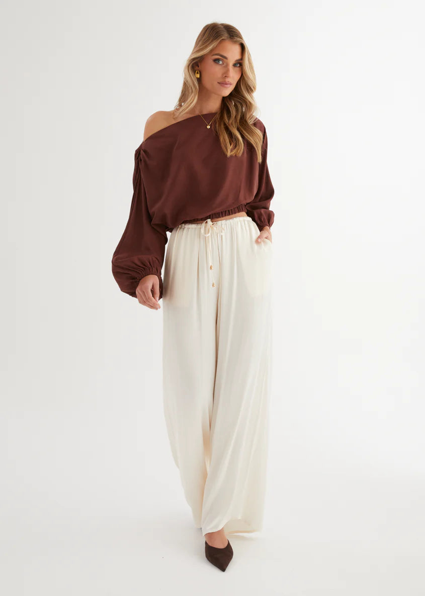 Marlowe Drop Shoulder Top - Chocolate