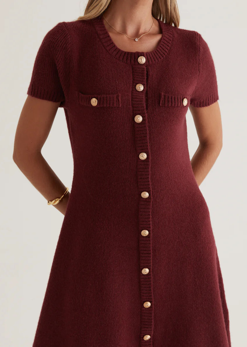 Savannah Knit Dress - Wine