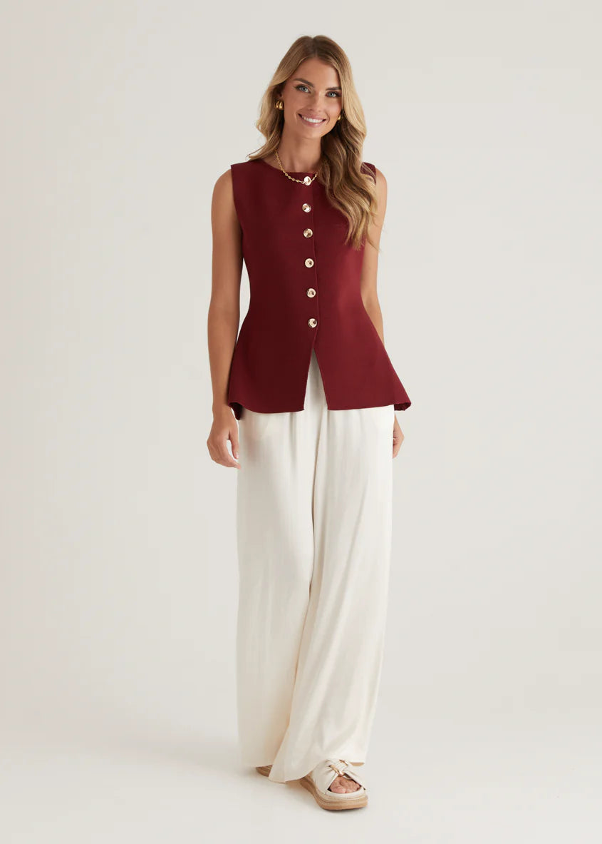Tristy Knit Vest - Merlot