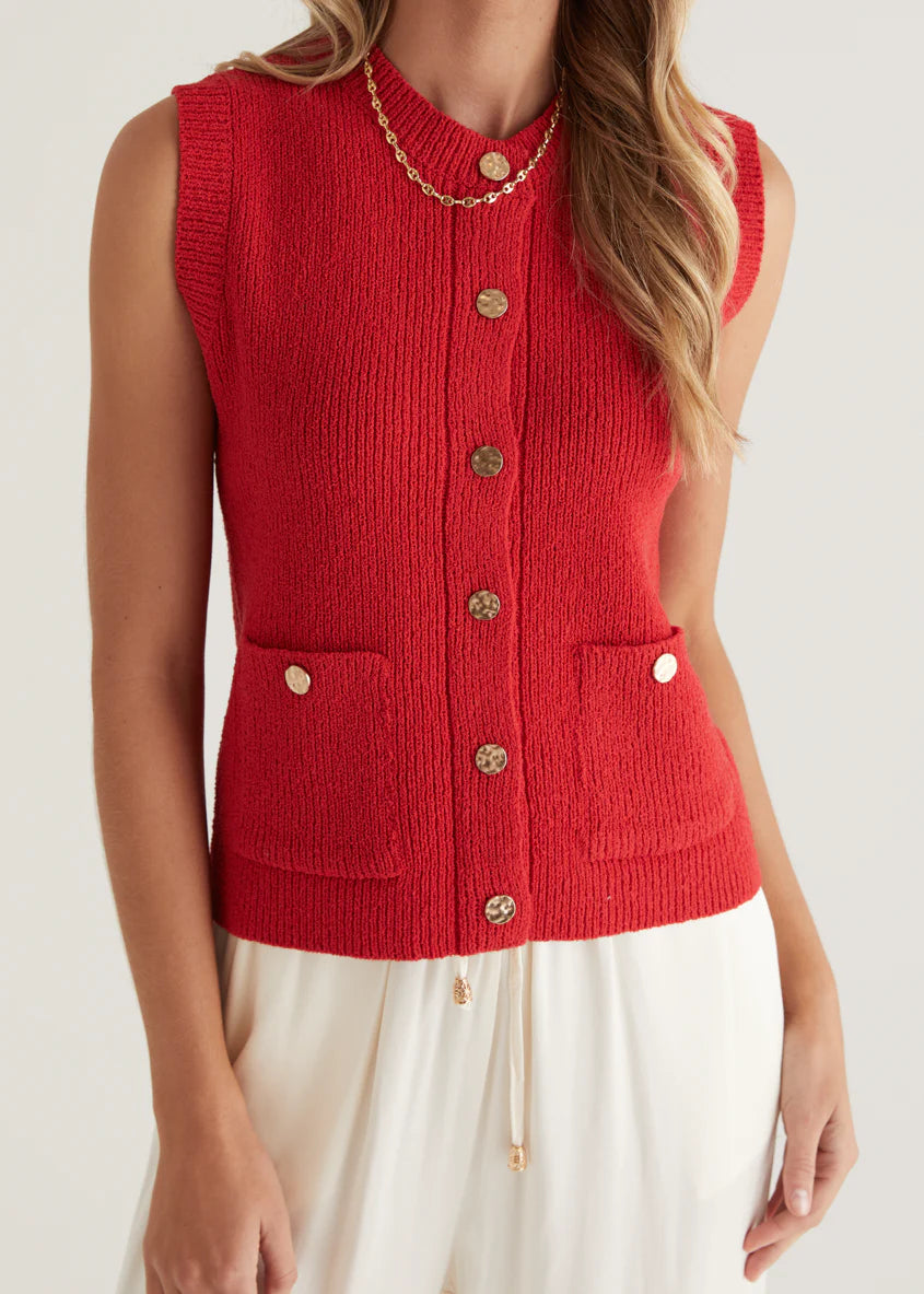 Wrennie Knitted Vest - Red