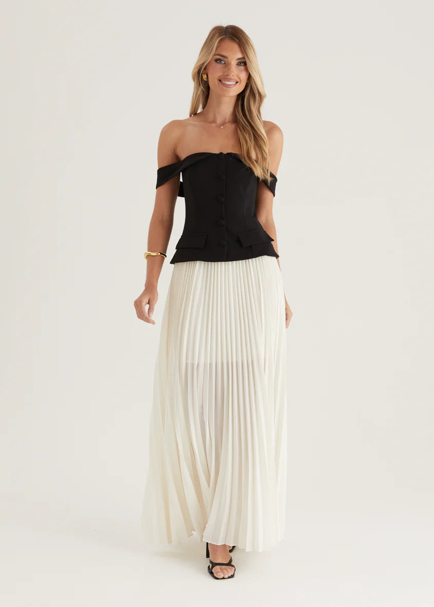 Sorelli Off Shoulder Midi Dress - Black Splice