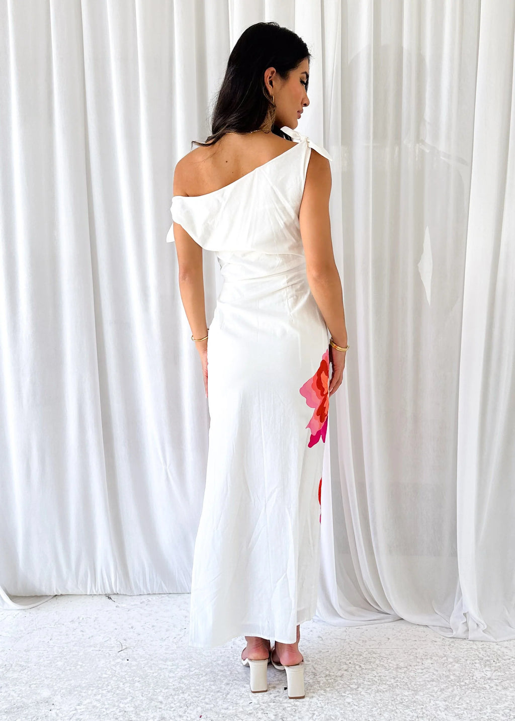 Lanto One Shoulder Midi Dress - Sunset Botanical