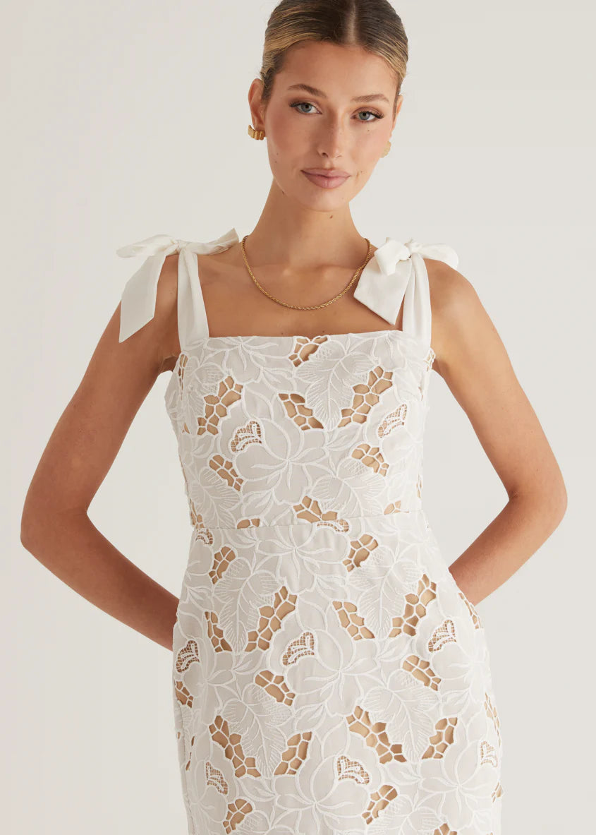 Serenity Embroidered Maxi Dress - Off White
