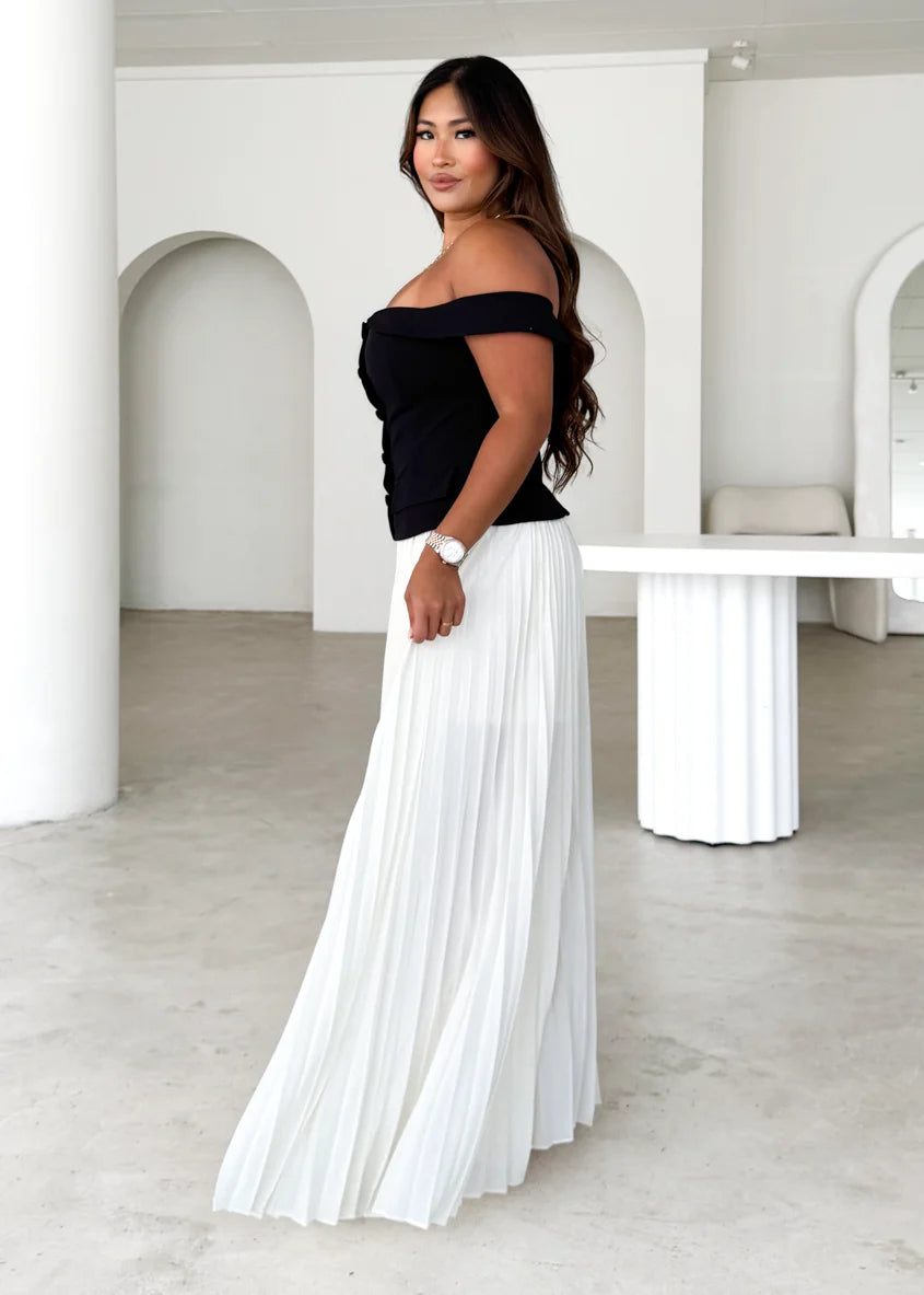 Sorelli Off Shoulder Midi Dress - Black Splice