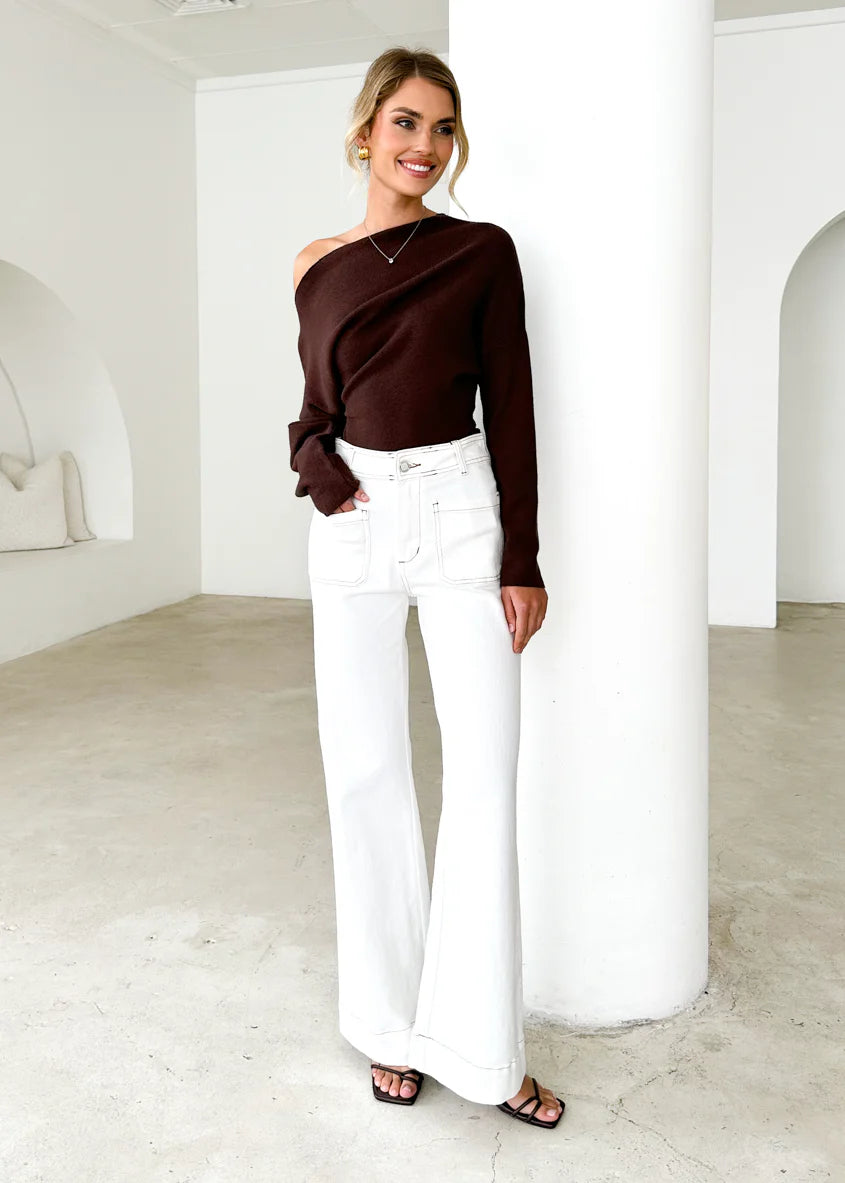Zekroe Wide Leg Jeans - Off White