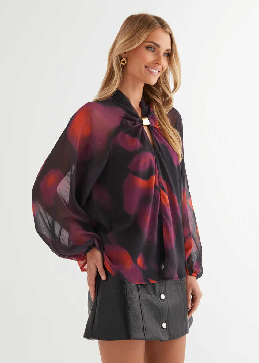 Magnolia Blouse - Black Watercolour