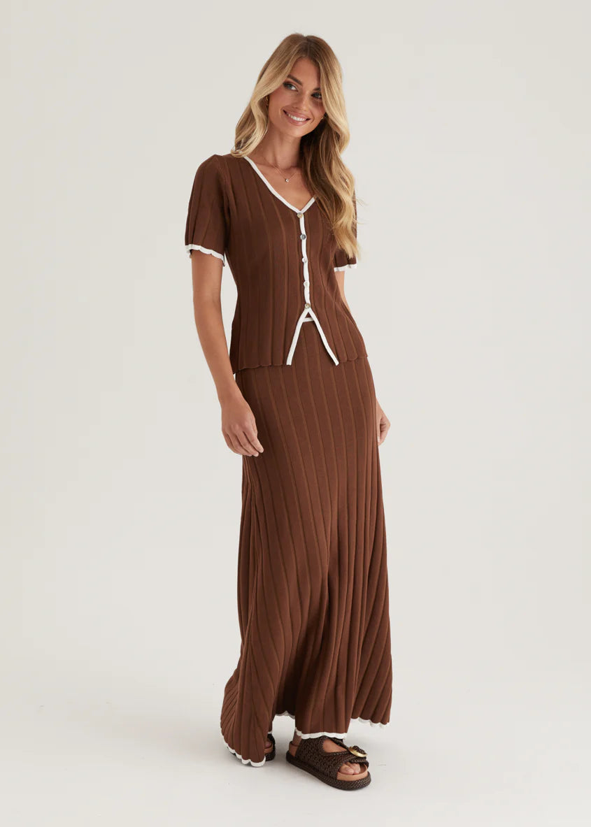 Yulia Knit Maxi Skirt - Chocolate