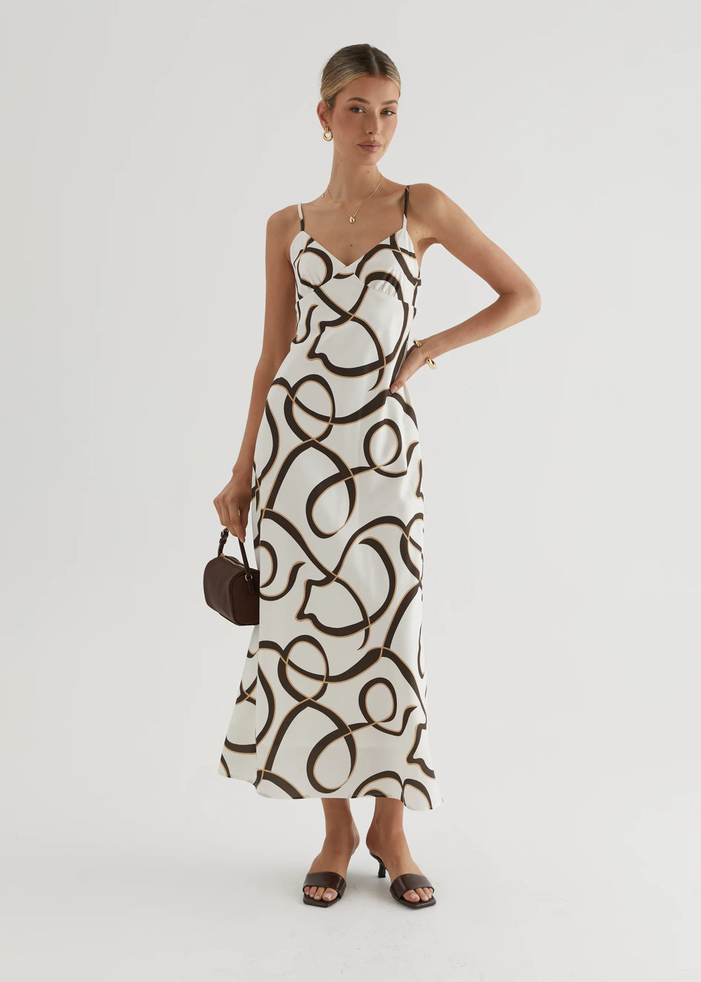Carla Maxi Dress - Brown Swirl