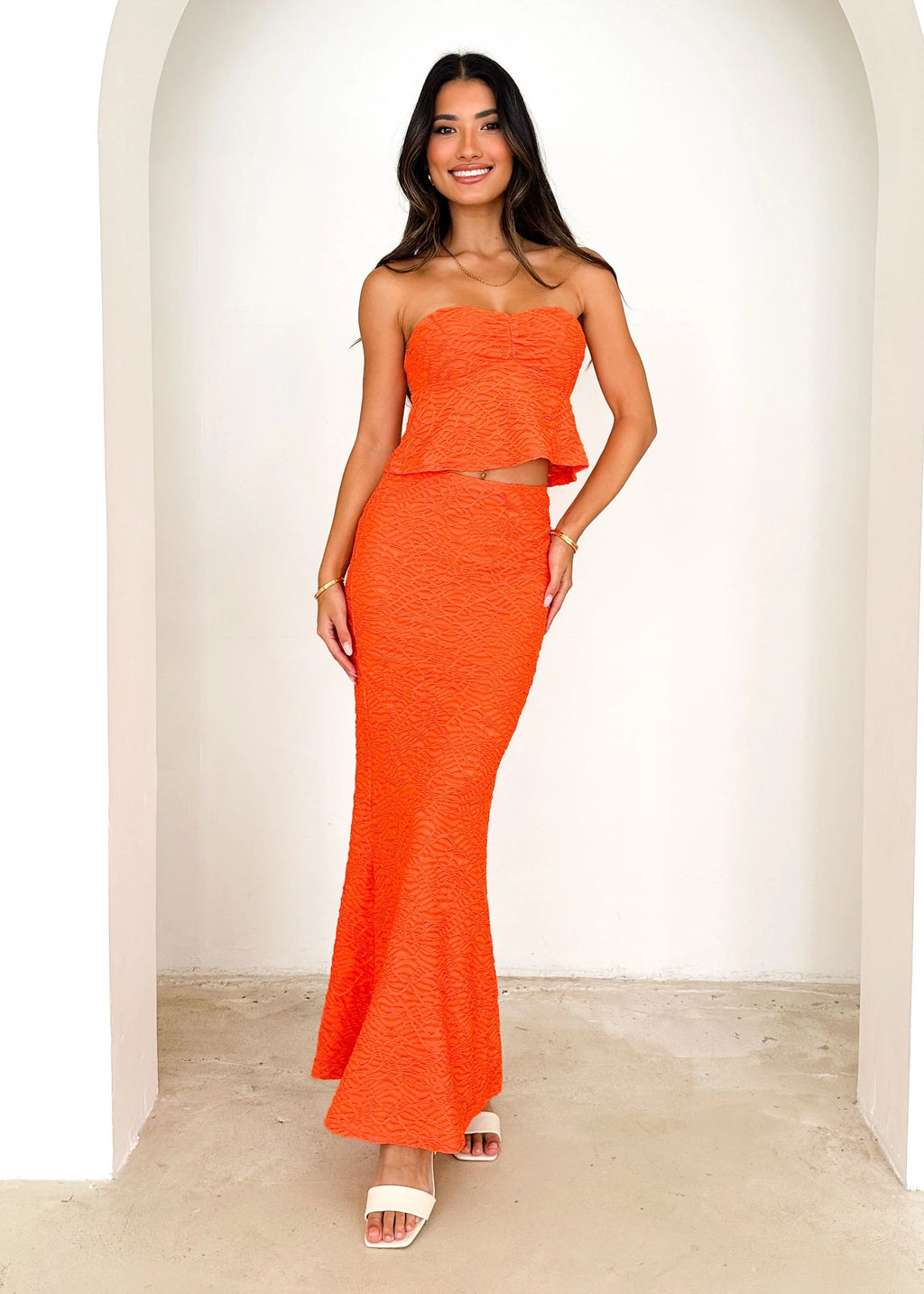 Halou Strapless Top - Tangerine