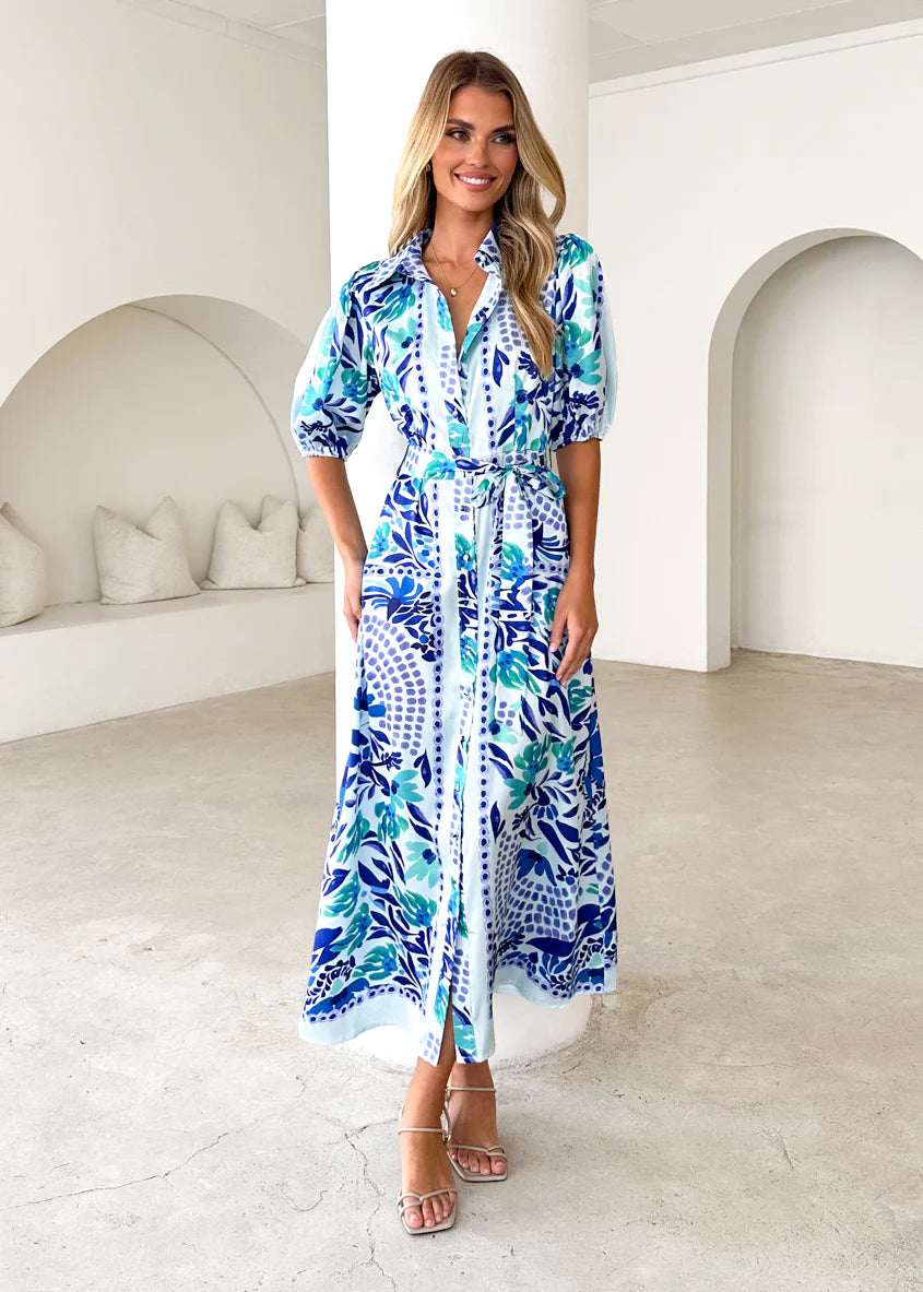 Salsa Maxi Dress - Blue Abstract