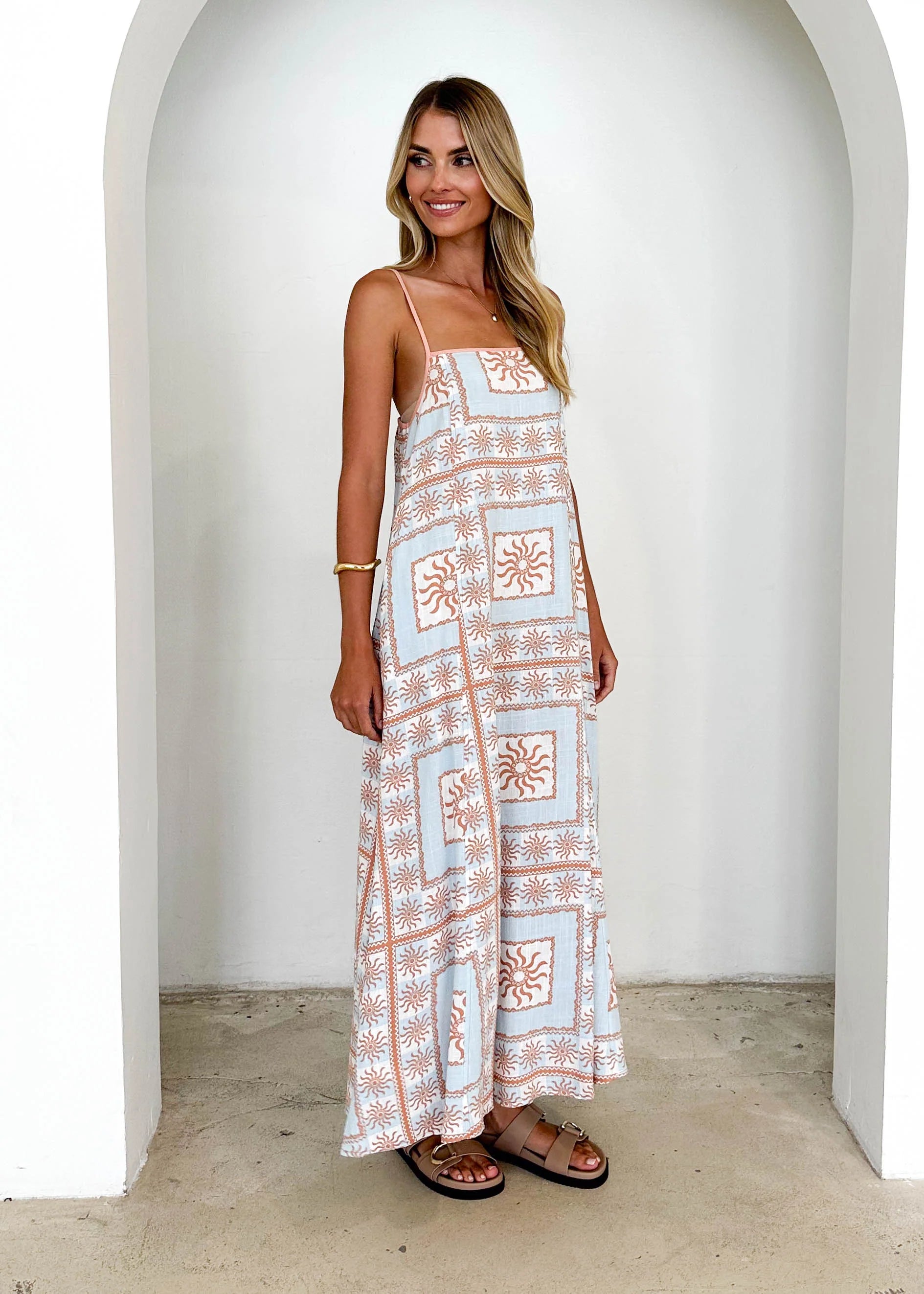 Odette Maxi Dress - Blue Flores