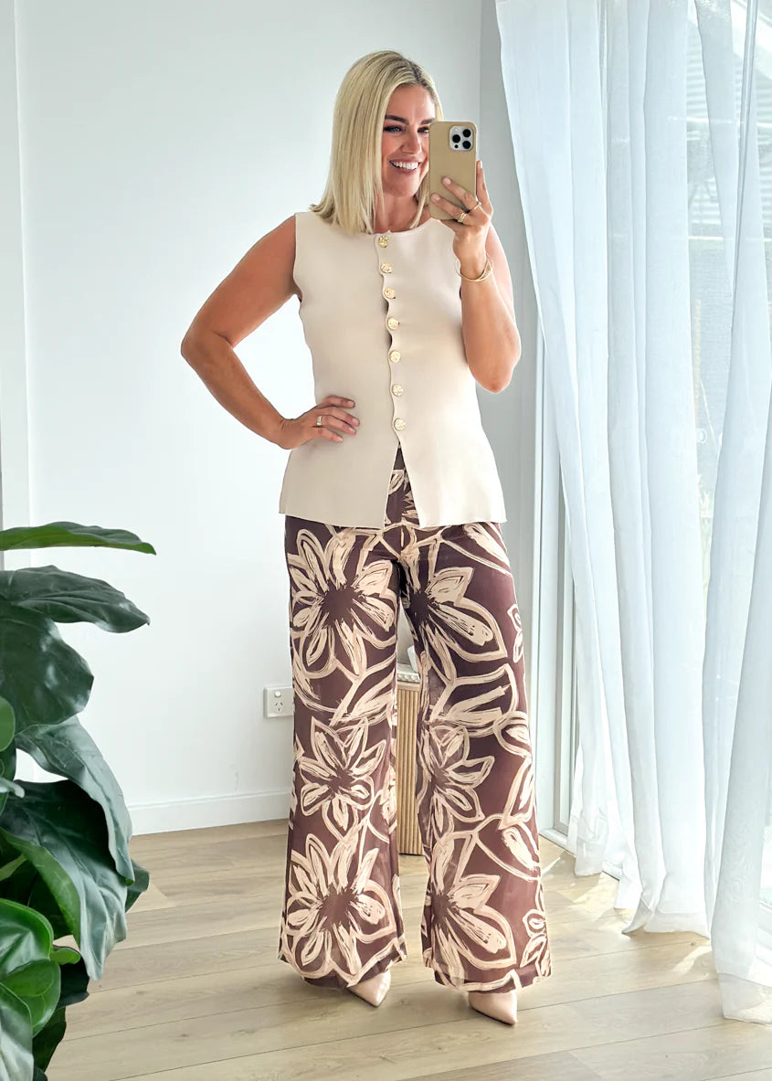 Vivianne Pants - Brown Floral
