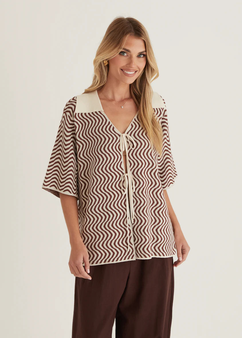 Charley Knit Top - Brown Swirl
