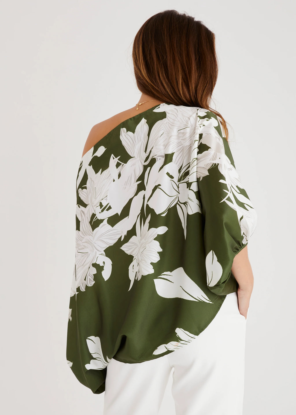 Maui Off Shoulder Top - Khaki Floral