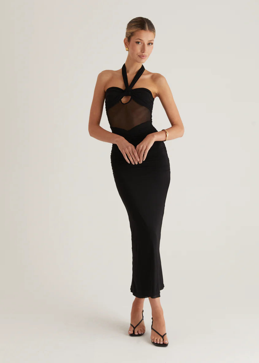 Marlo Mesh Maxi Dress - Black