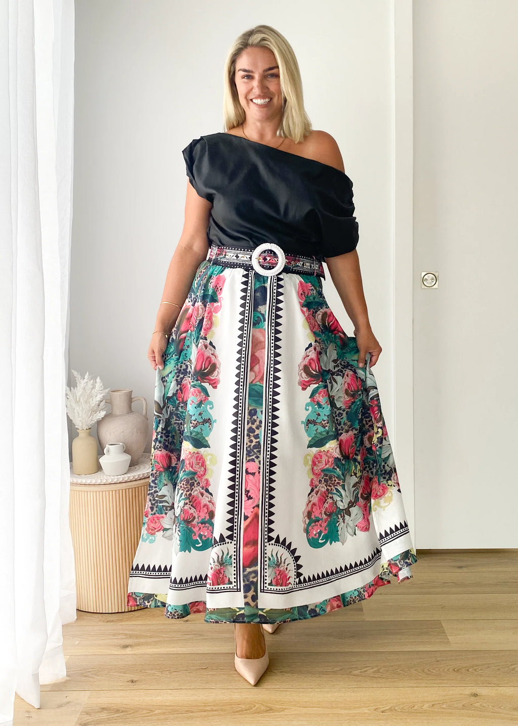 Inka One Shoulder Coated Top - Black