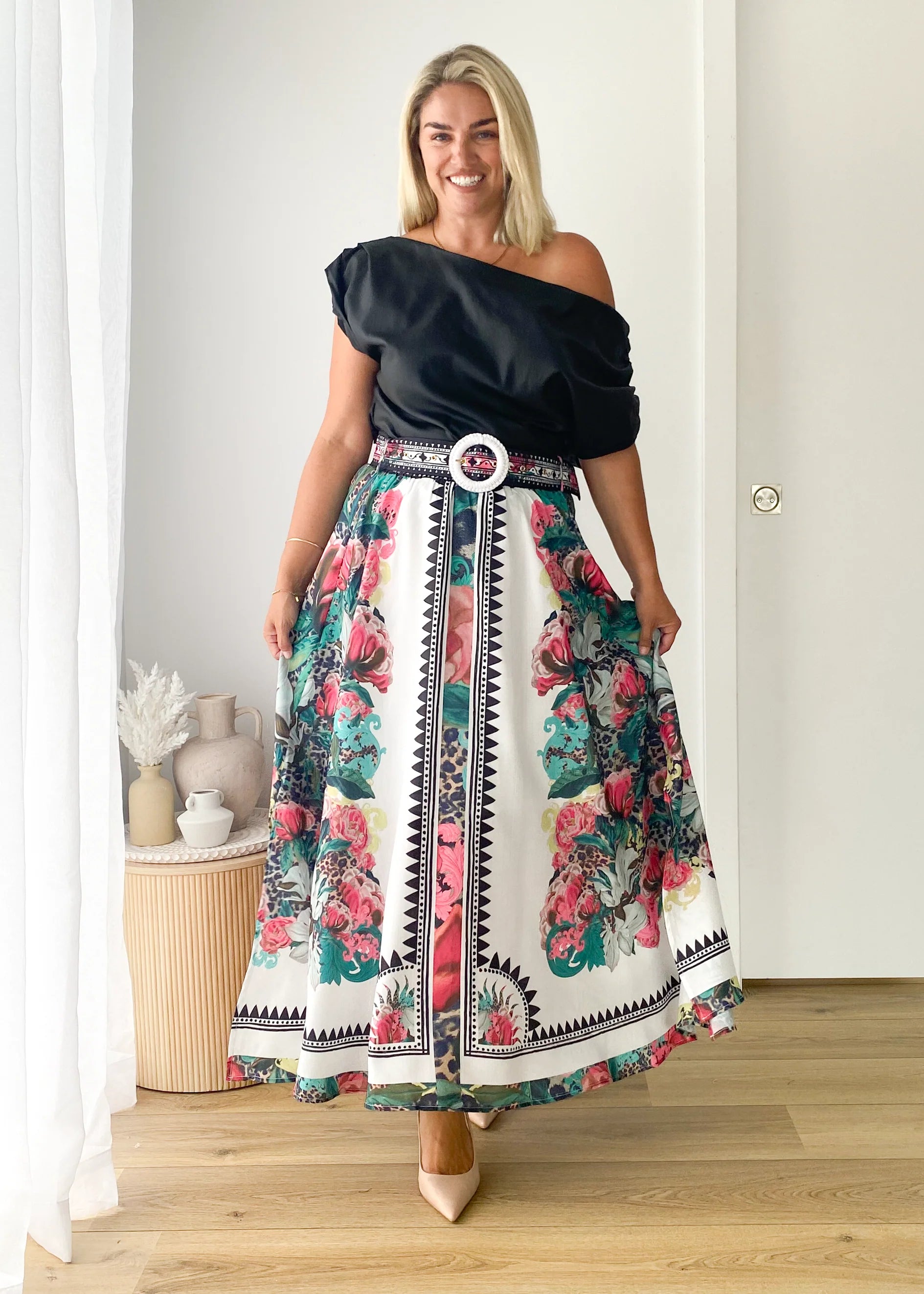 Inka One Shoulder Coated Top - Black