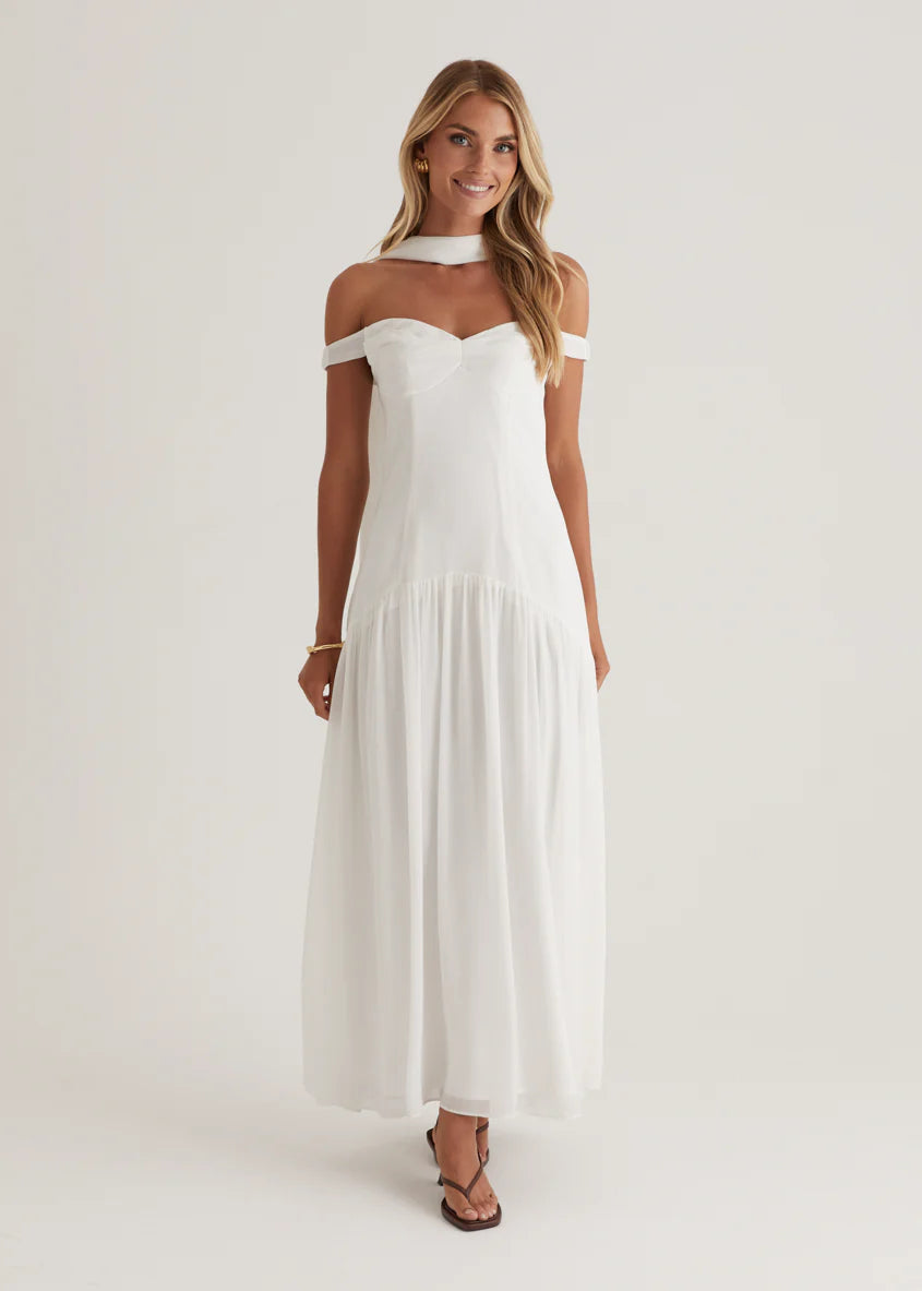 Kirah Off Shoulder Maxi Dress - Off White