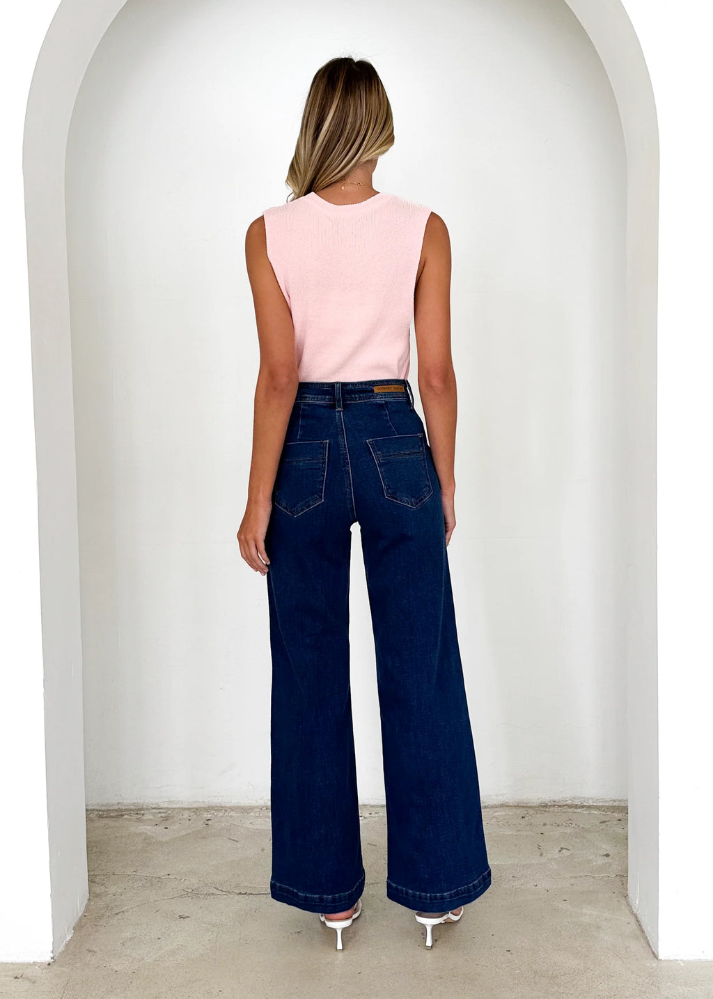 Jess Stretch Wide Leg Jeans - Mid Blue