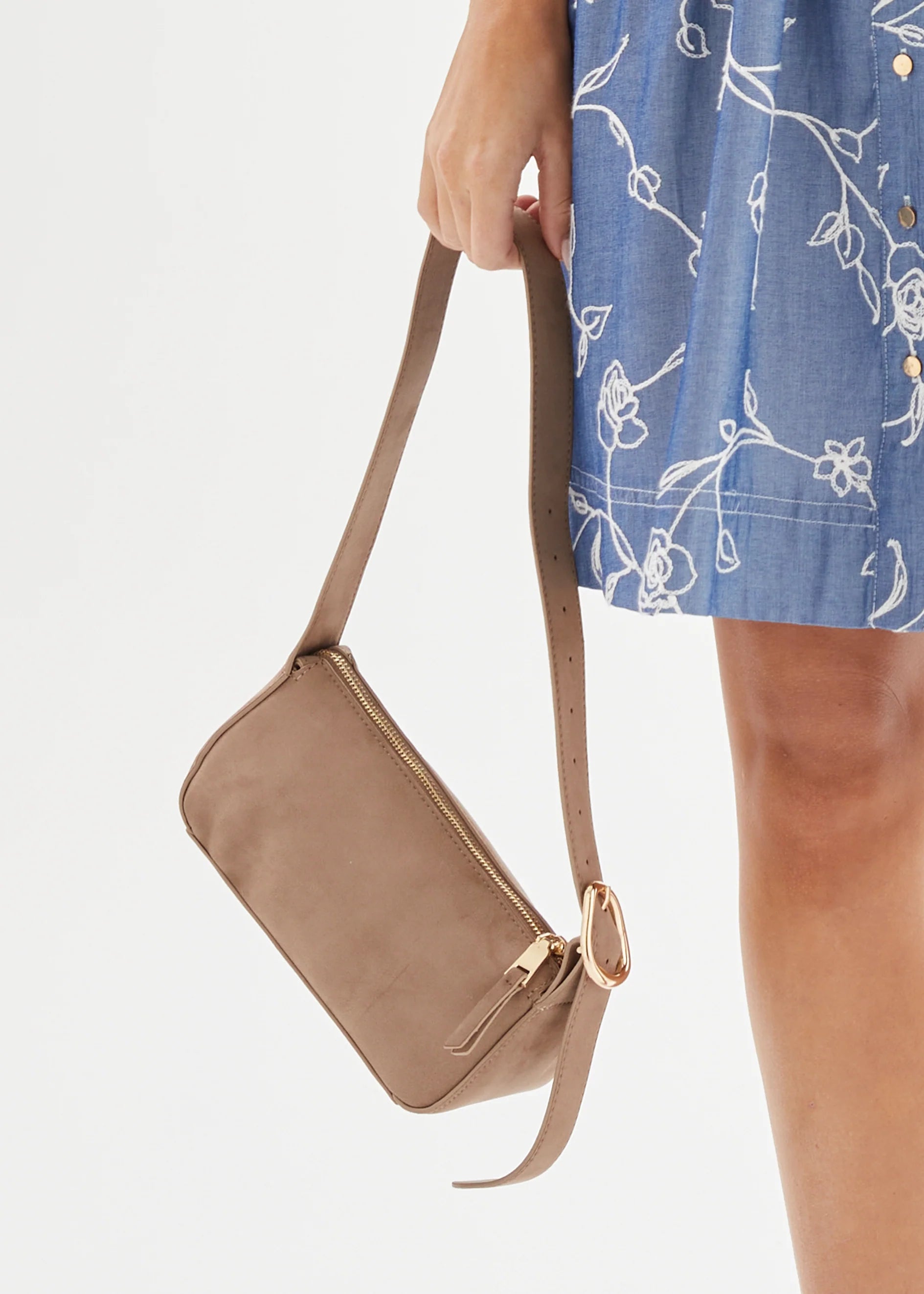 Hailey Shoulder Bag - Fawn Suede