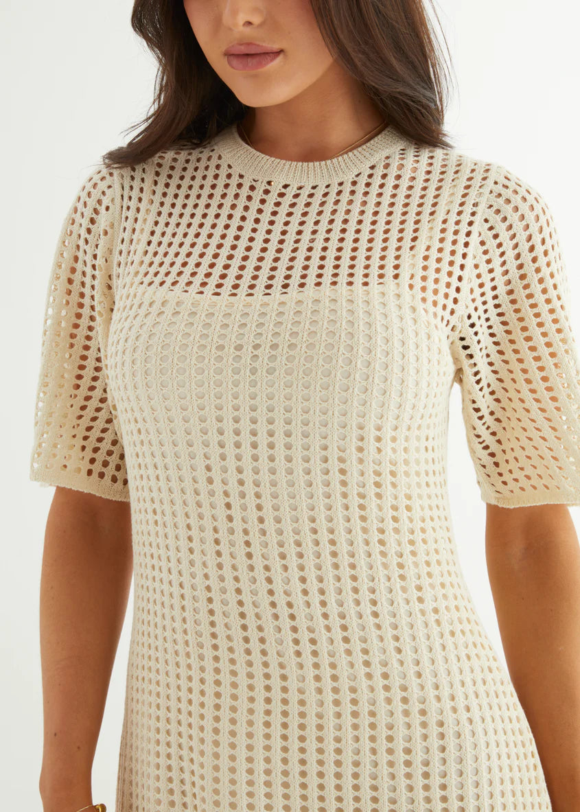 Vivvy Crochet Maxi Dress - Cream