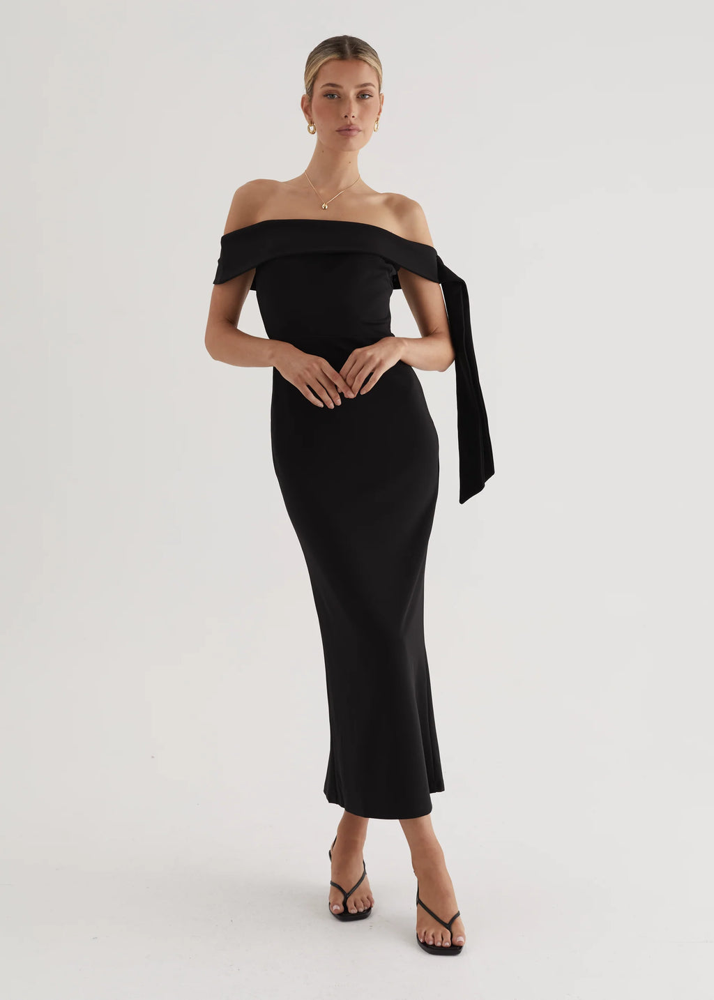 Renia Off Shoulder Maxi Dress - Black