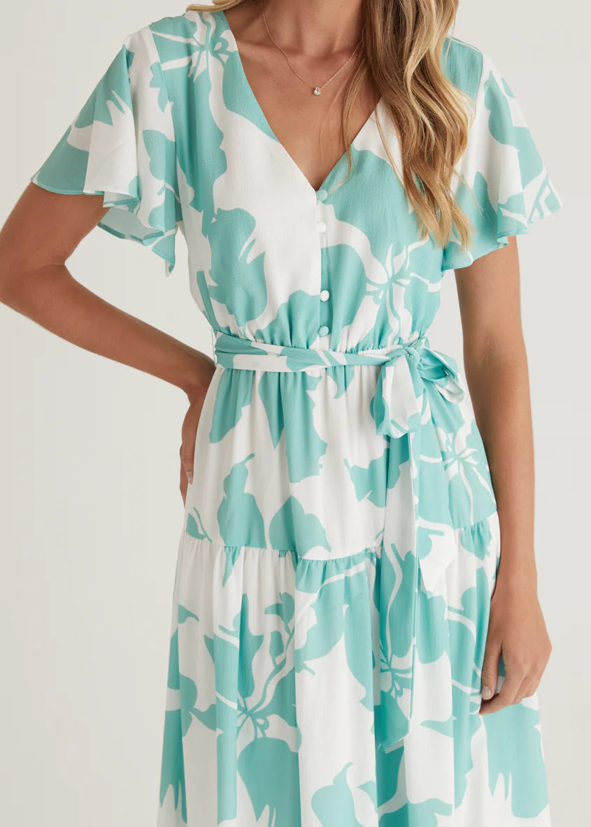 Vino Midi Dress - Green Floral