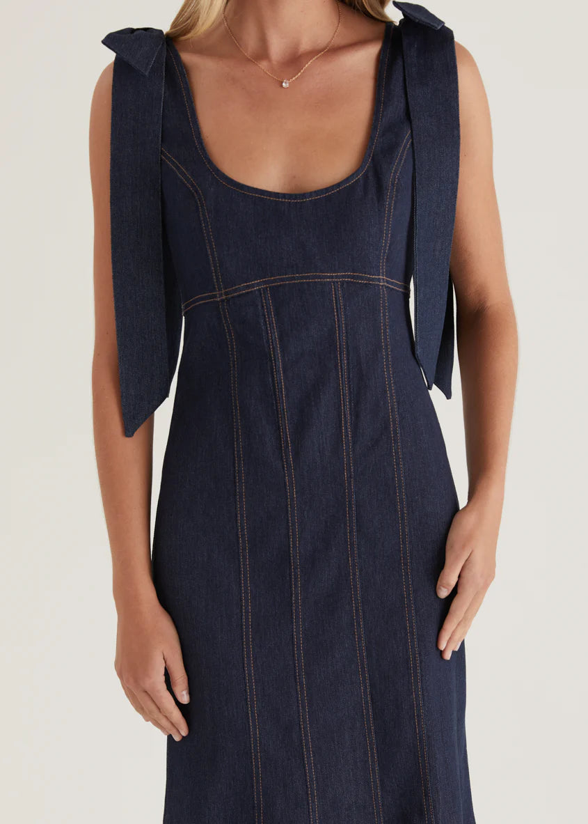 Adeline Denim Midi Dress - Indigo
