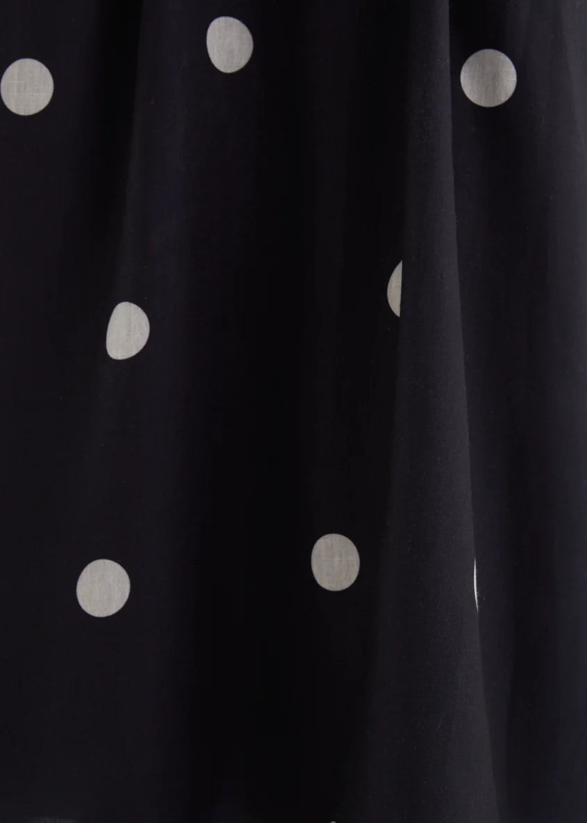 Charlee Strapless Midi Dress - Black Polka