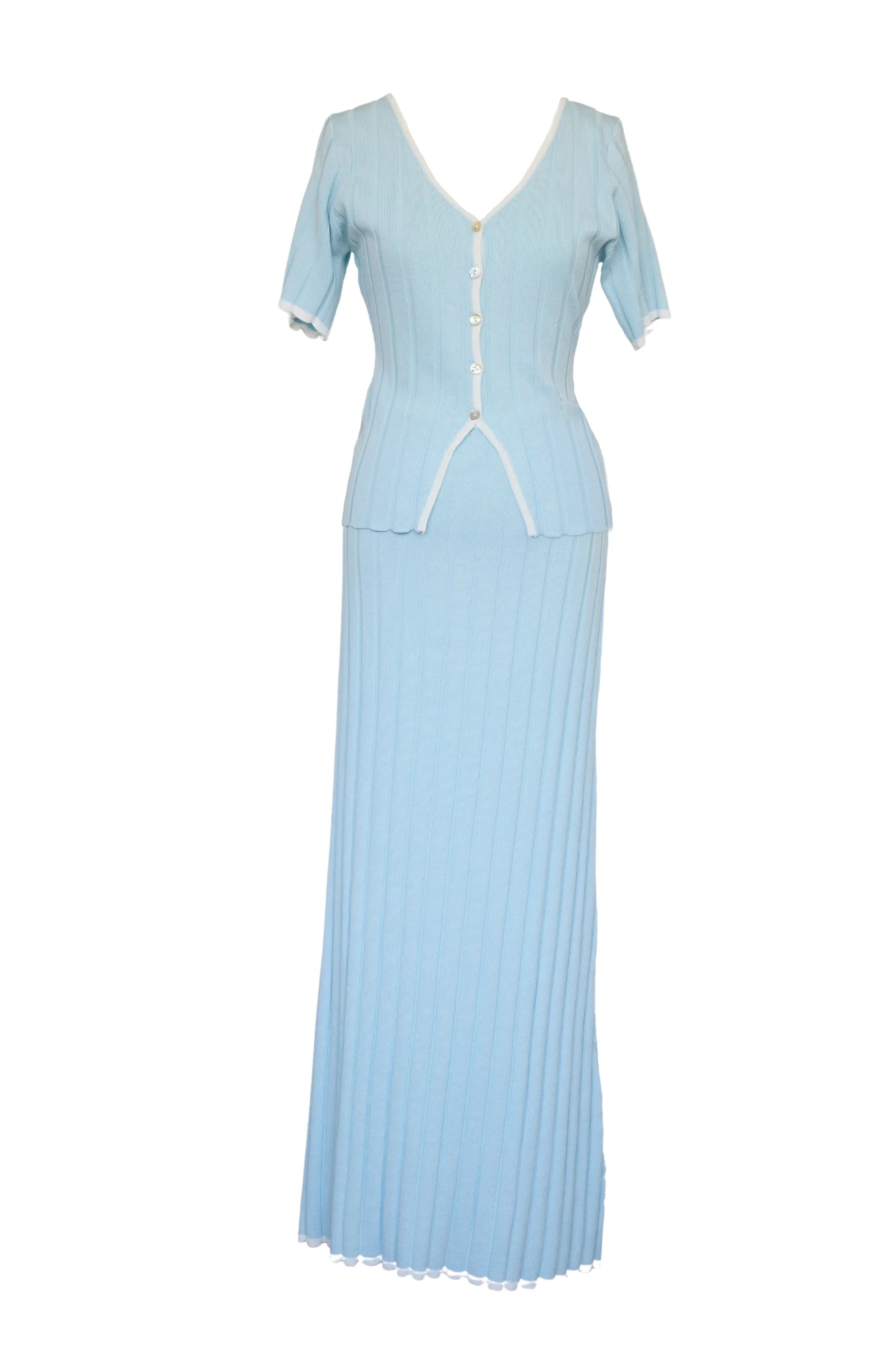 Yulia Knit Maxi Skirt - Sky Blue