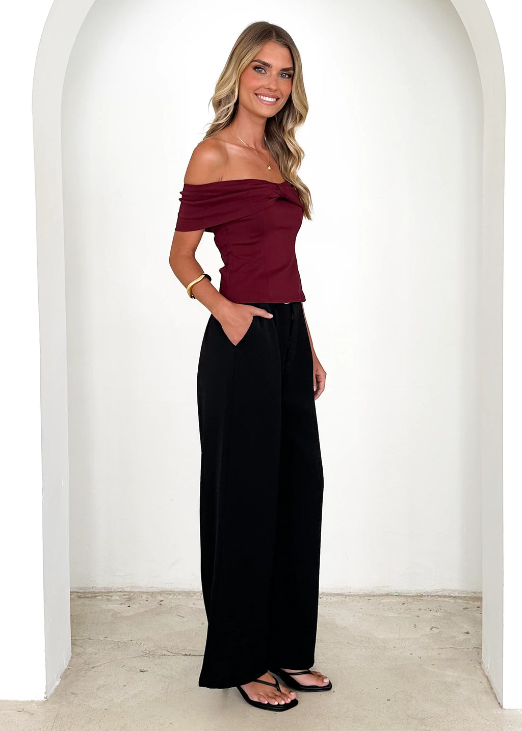 Indikah Off Shoulder Top - Wine