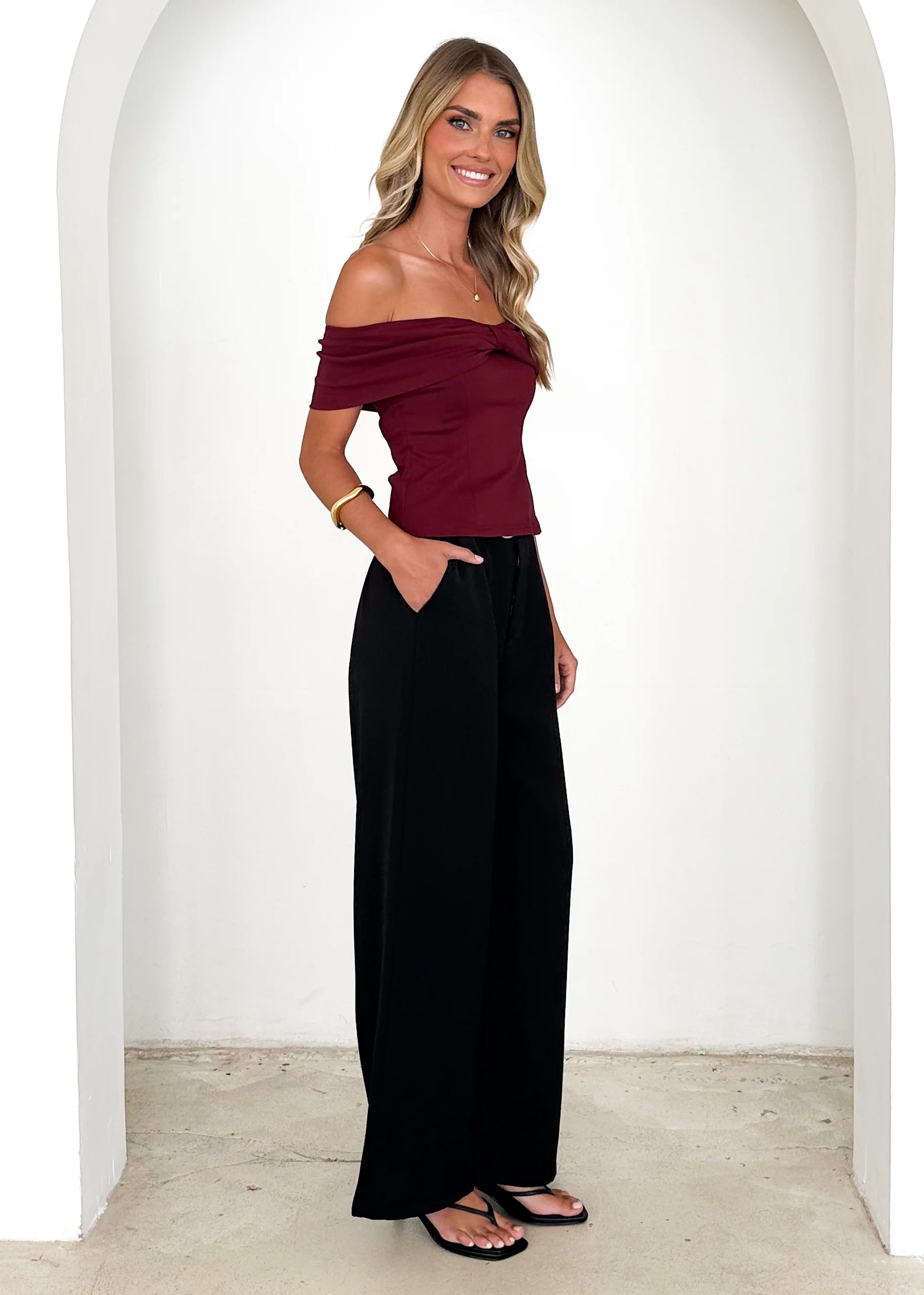 Indikah Off Shoulder Top - Wine