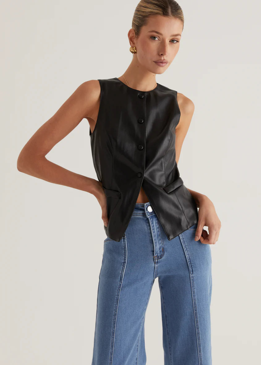 Kensington PU Vest - Black