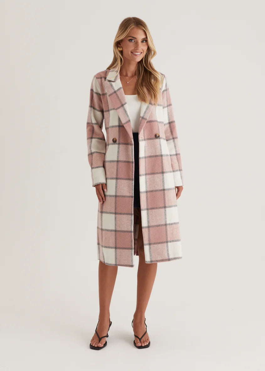 Krizzie Coat - Pink Check
