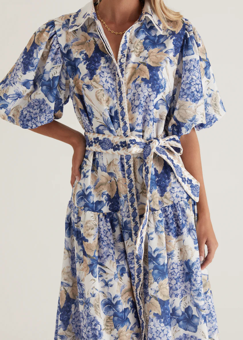 Ceres Midi Dress - White Hydrangea