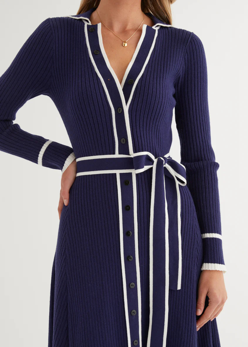 Adah Knit Midi Dress - Navy