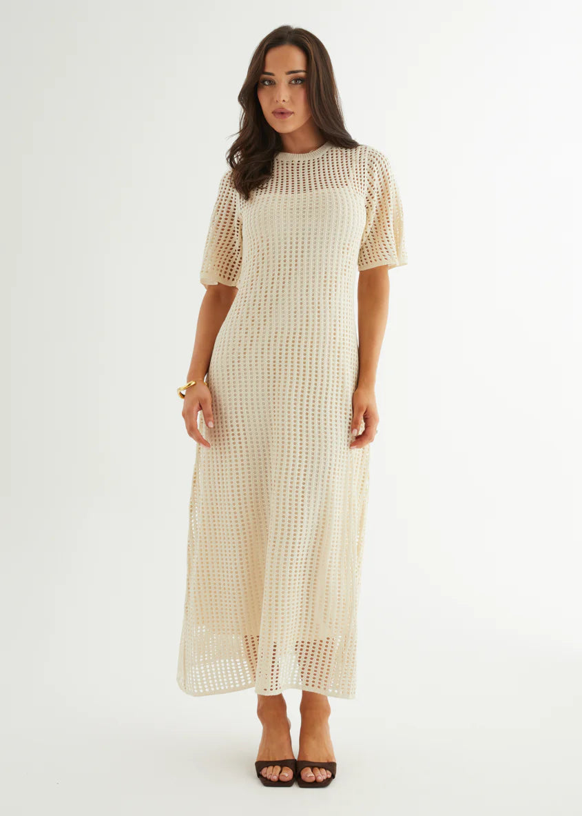 Vivvy Crochet Maxi Dress - Cream