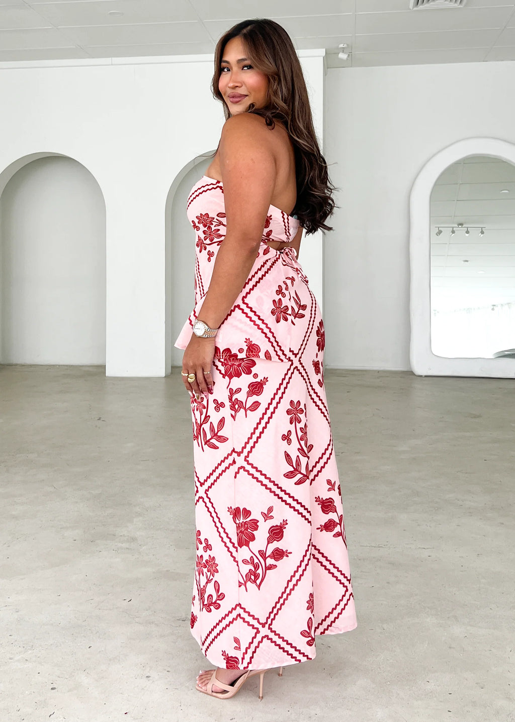 Madi Maxi Skirt - Red Floral