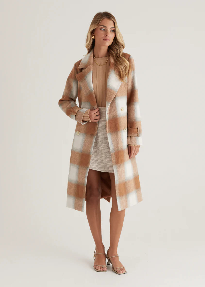 Laterro Coat - Tan Check