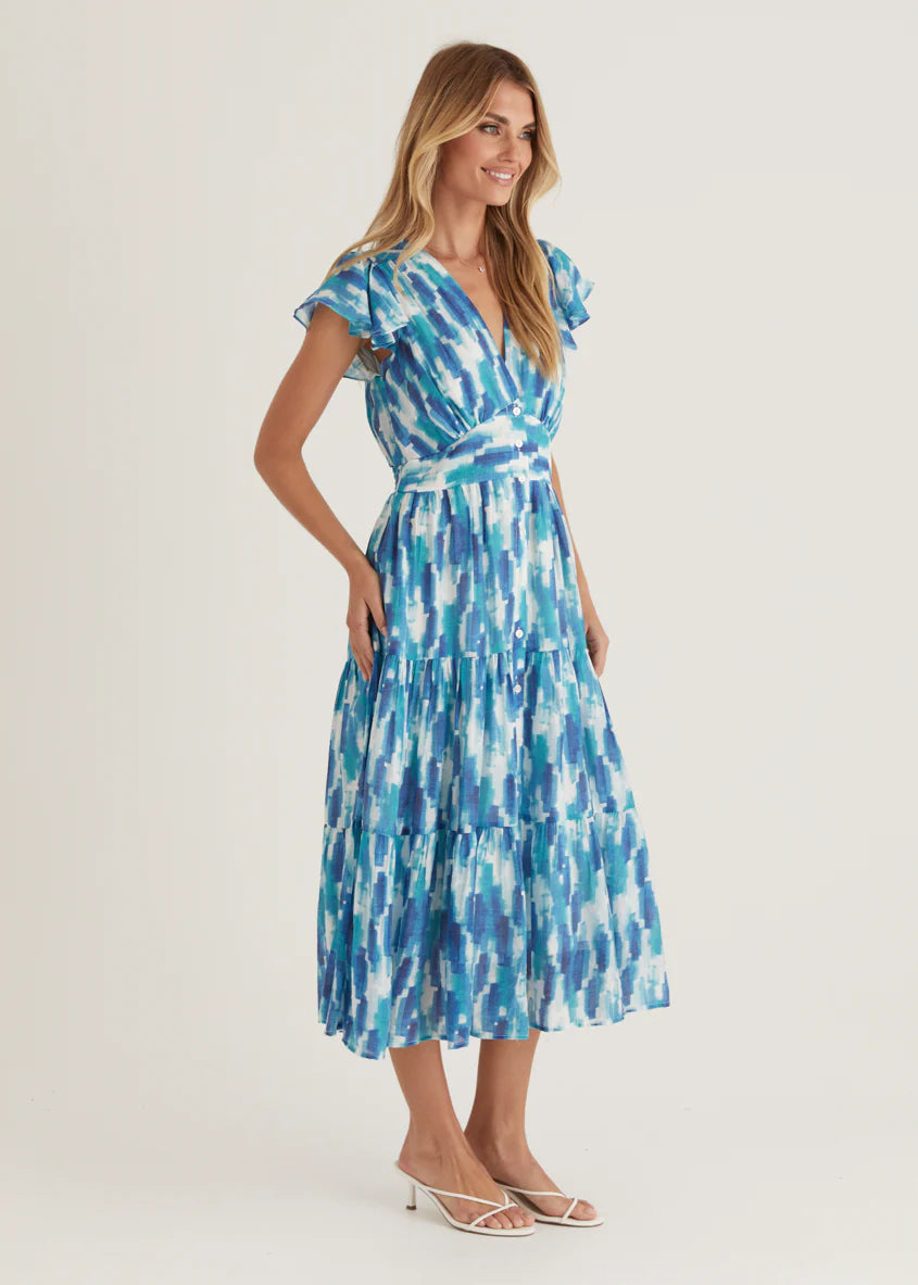 Gatsby Midi Dress - Blue Splash