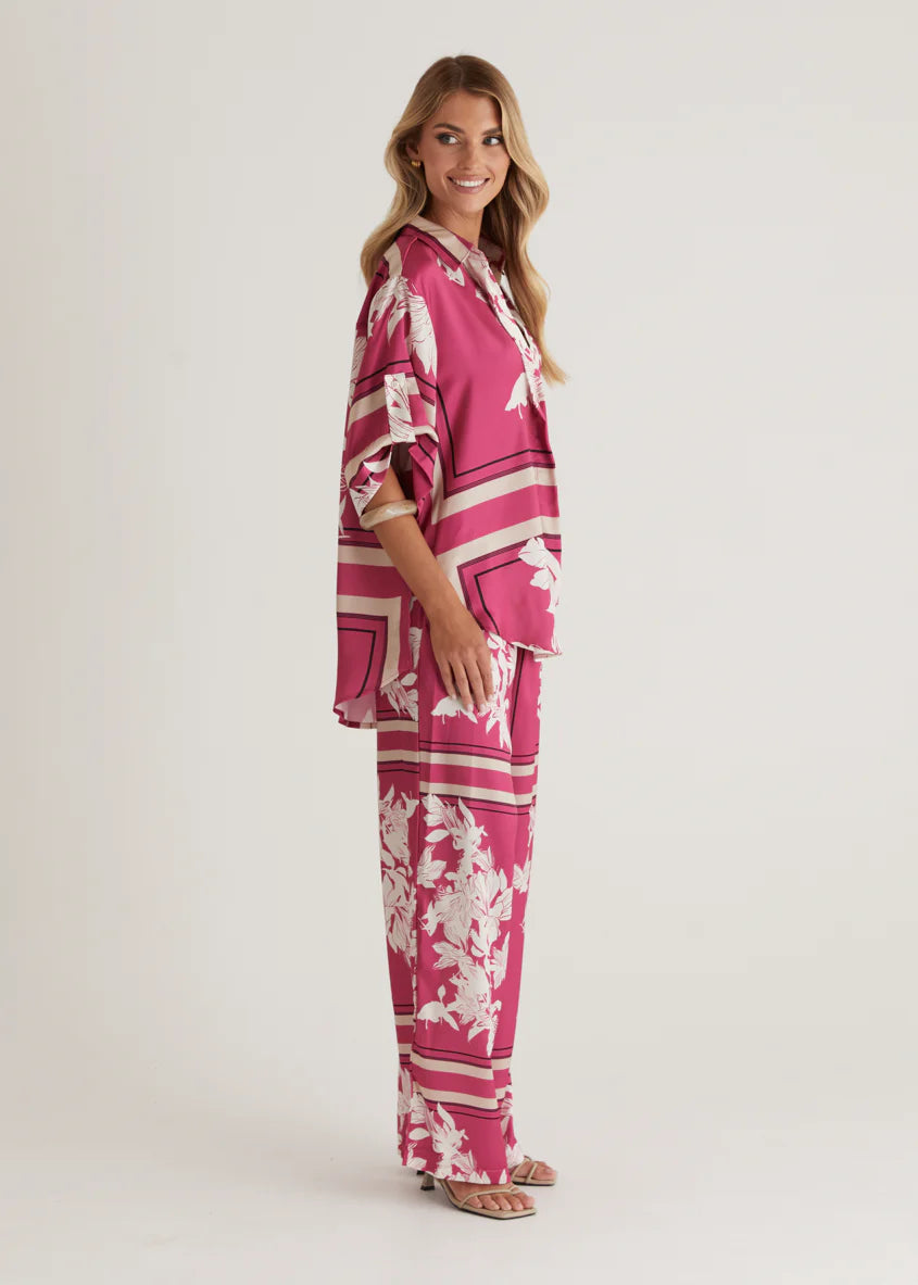 Kaycie Shirt - Magenta Floral