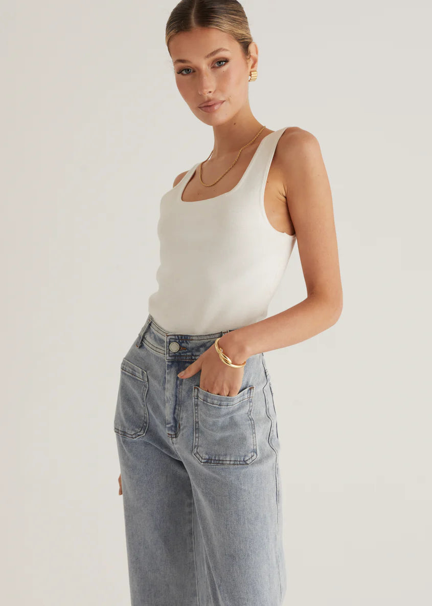 Zekroe Wide Leg Jeans - Light Blue