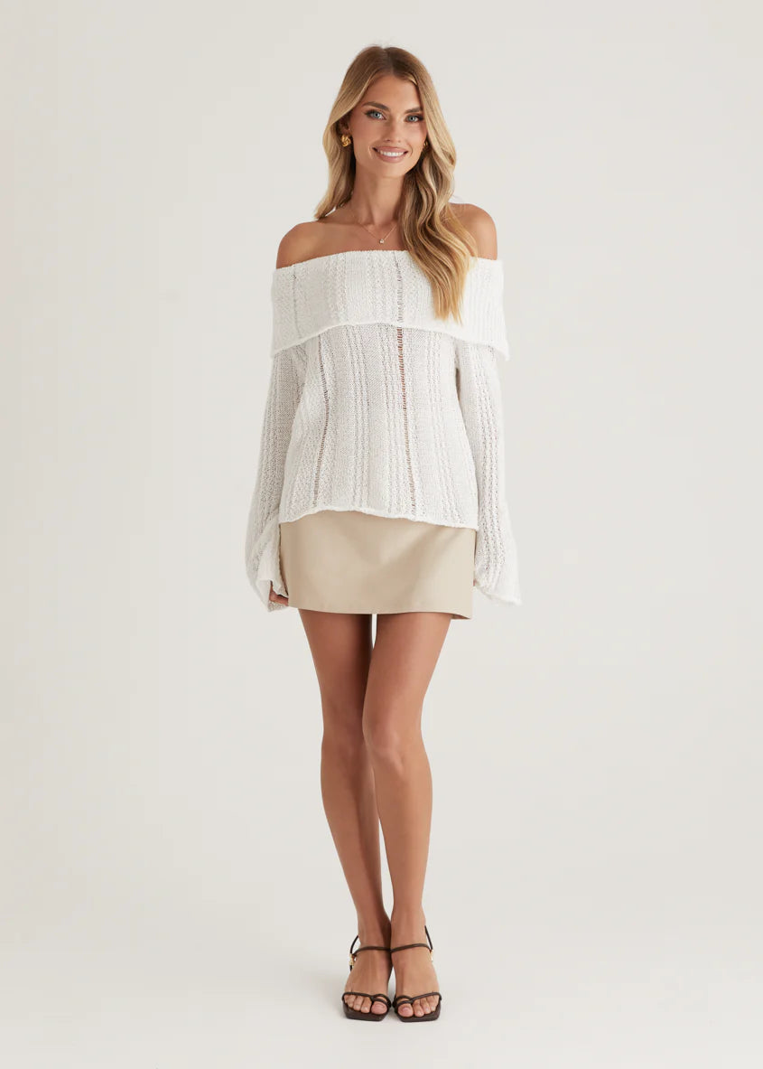 Lucy Off Shoulder Sweater - Off White