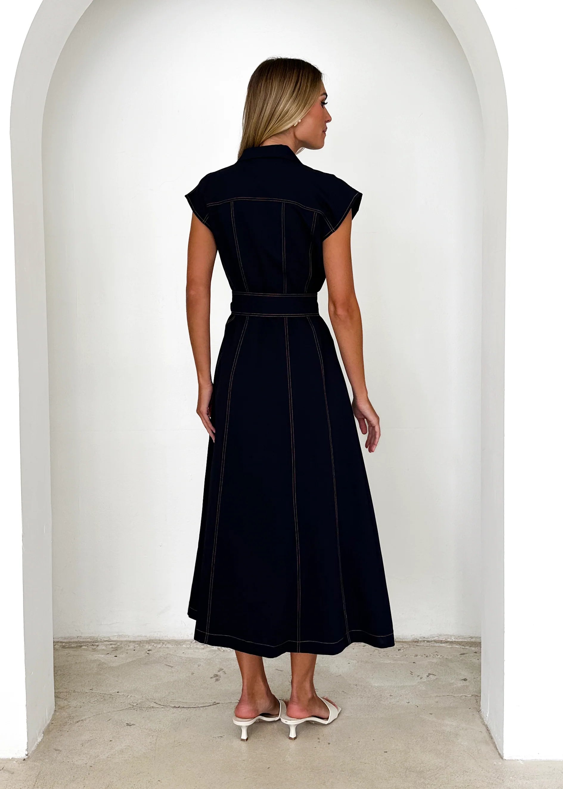 Chevron Midi Dress - Indigo